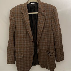 Brioni Brown Plaid Blazer Jacket